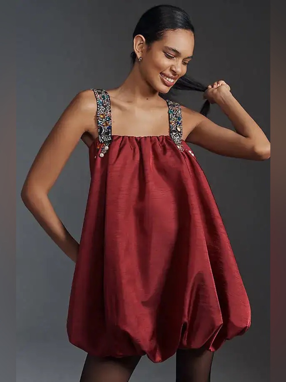 Sunday in Brooklyn Embellished-Strap Bubble Mini Dress from Anthropologie